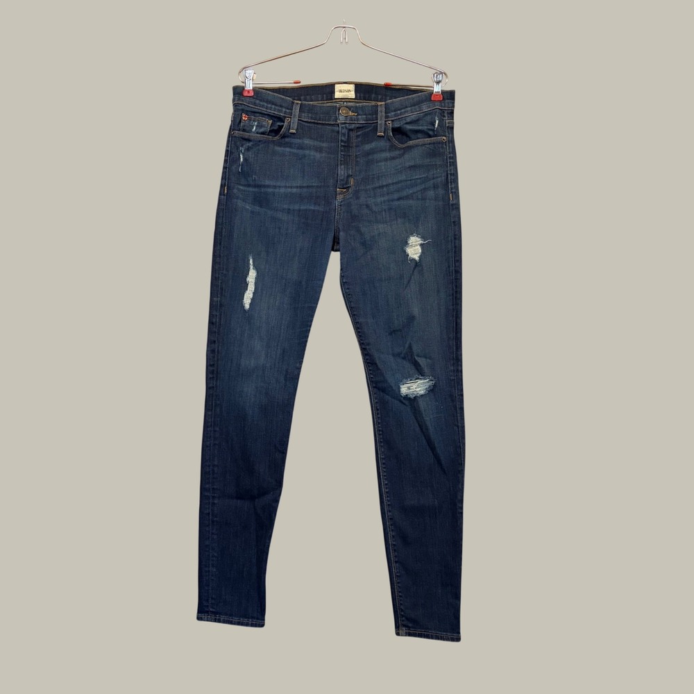 Hudson Nico Super Skinny Jeans Womens 31 Blue Distressed Mid Rise Stretch Denim